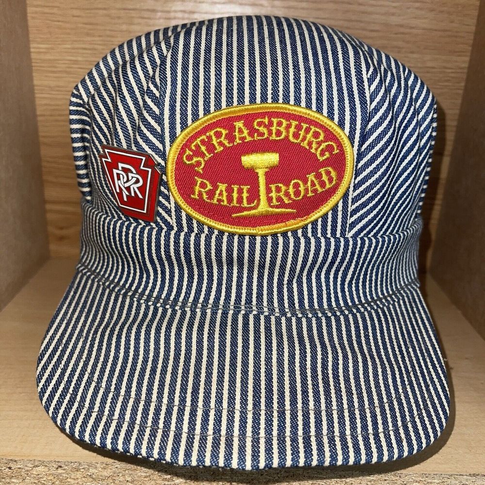 Vintage Strasburg Rail Road Train Sanforized Conductors Fitted Hat Size 7 1/4
